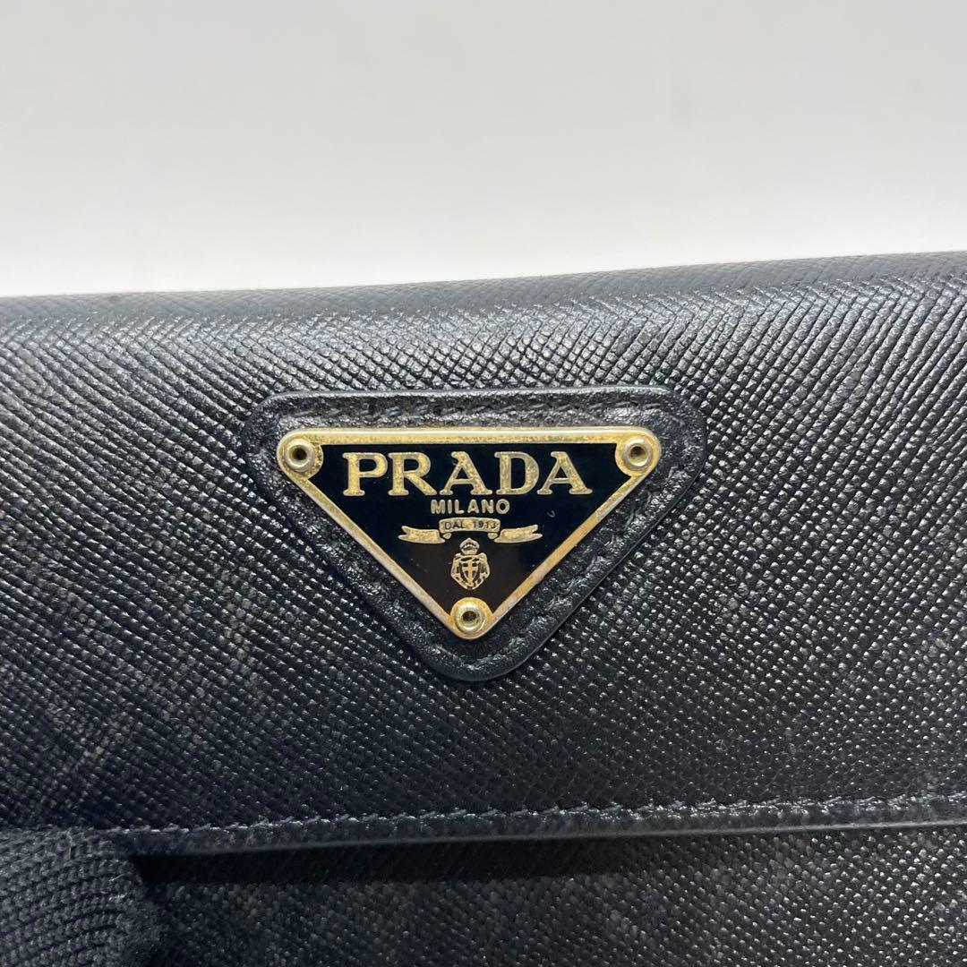 2866 PRADA プラダ 三つ折り財布 ブラック トライアングルロゴ