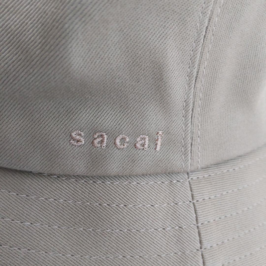 美品 22SS サカイ サファリハット ダブルブリム ベージュ ロゴ刺繍 1
