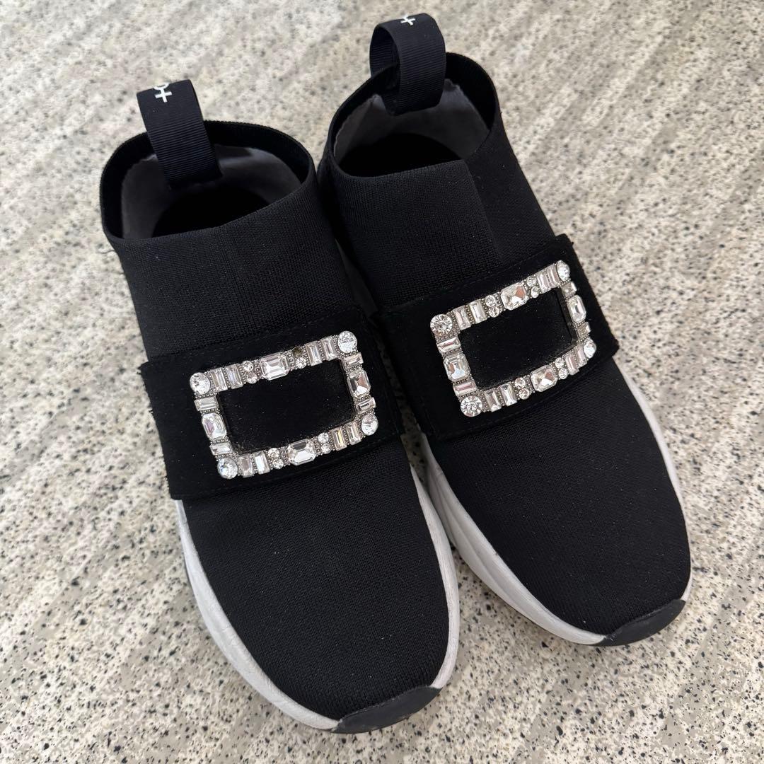 ぬ*ん様 +diana プラスダイアナ クリスタルバックル ニットソックススニー