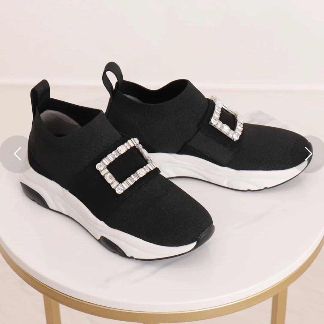 ぬ*ん様 +diana プラスダイアナ クリスタルバックル ニットソックススニー