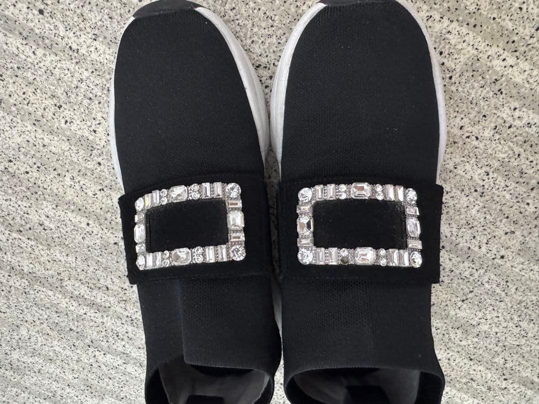 ぬ*ん様 +diana プラスダイアナ クリスタルバックル ニットソックススニー