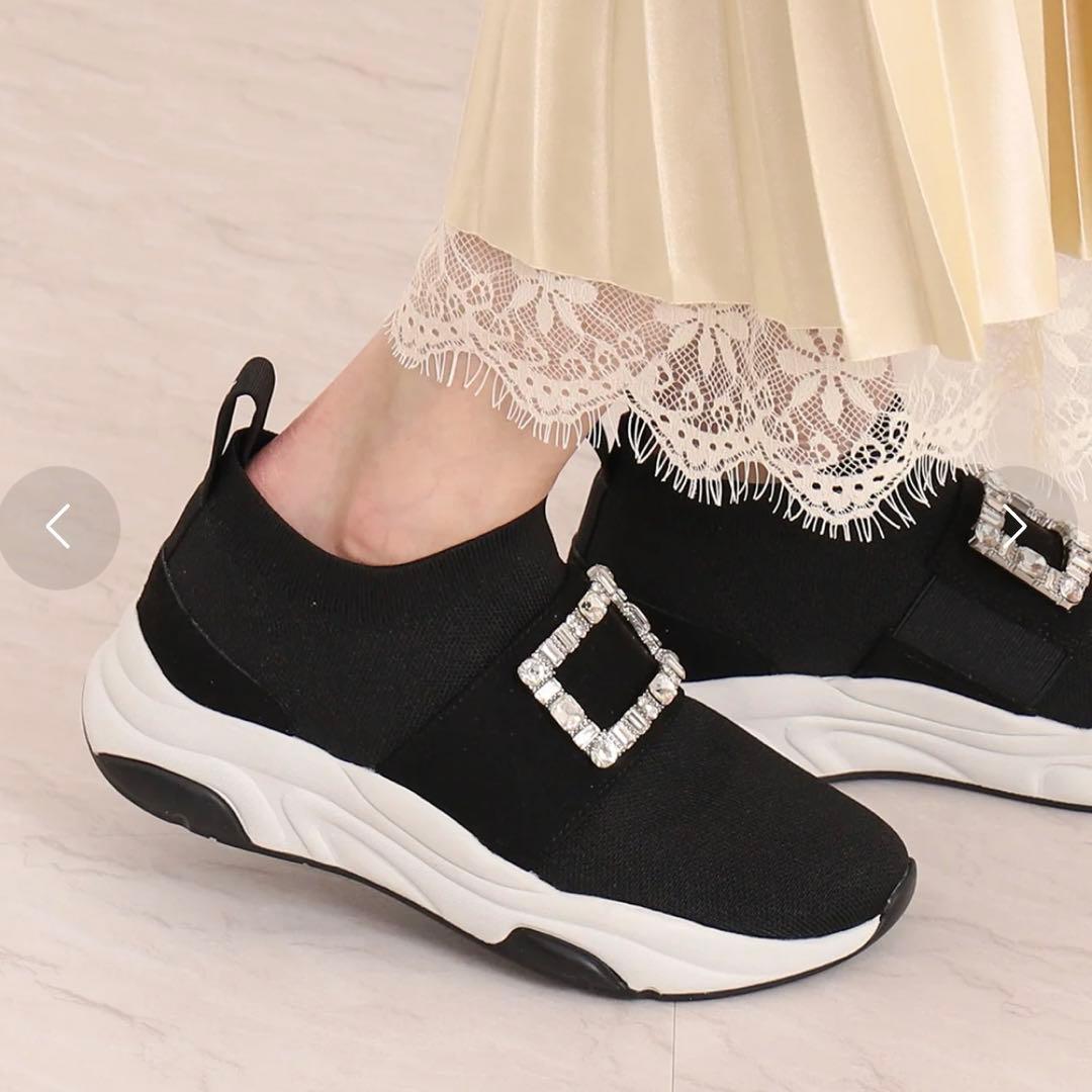 ぬ*ん様 +diana プラスダイアナ クリスタルバックル ニットソックススニー