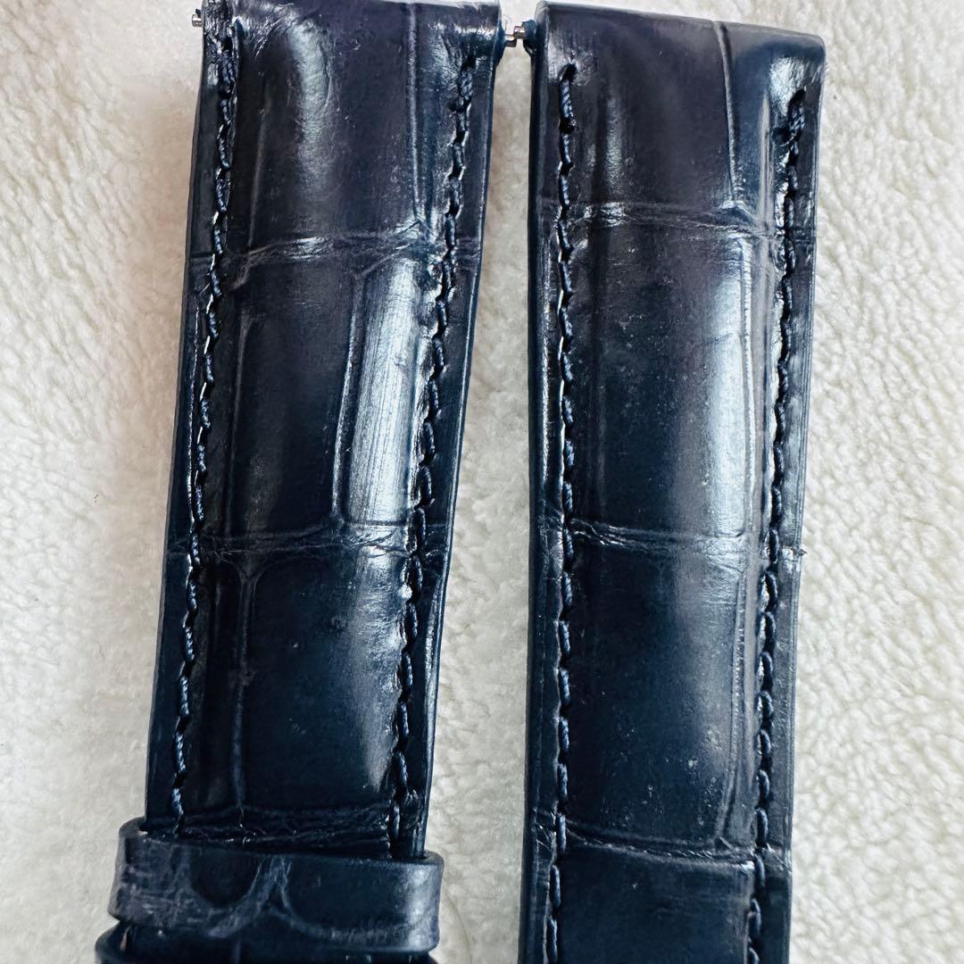 2068#19mm-16mmミッドナイトブルー★本物クロコダイルベルト★スイス製