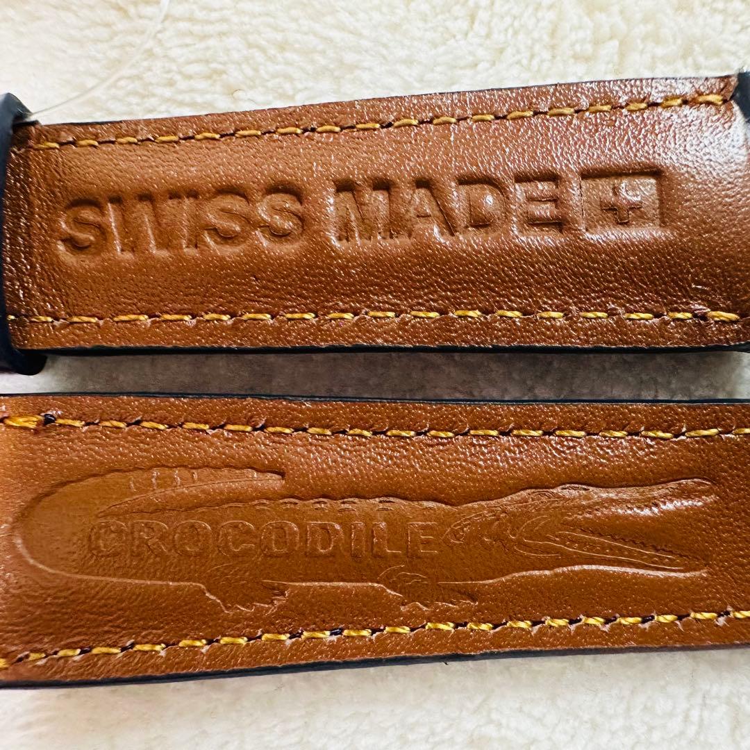 2068#19mm-16mmミッドナイトブルー★本物クロコダイルベルト★スイス製