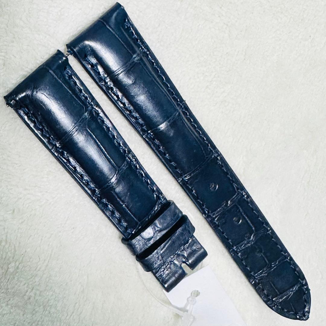 2068#19mm-16mmミッドナイトブルー★本物クロコダイルベルト★スイス製