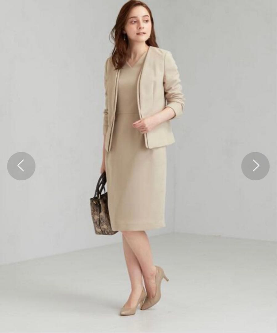 極美品✨グリーンレーベルリラクシング ノーカラー スカート 洗える セットアップ