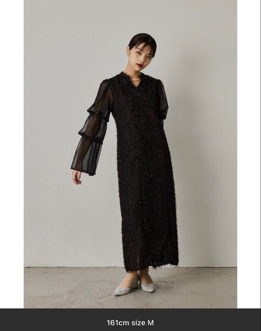 【sssy】niana デザインスリーブシャギードレス