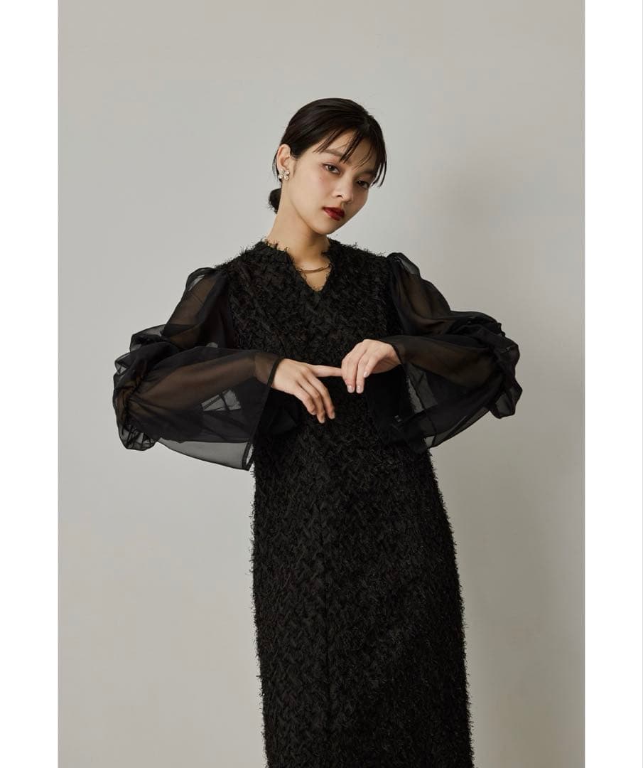 【sssy】niana デザインスリーブシャギードレス