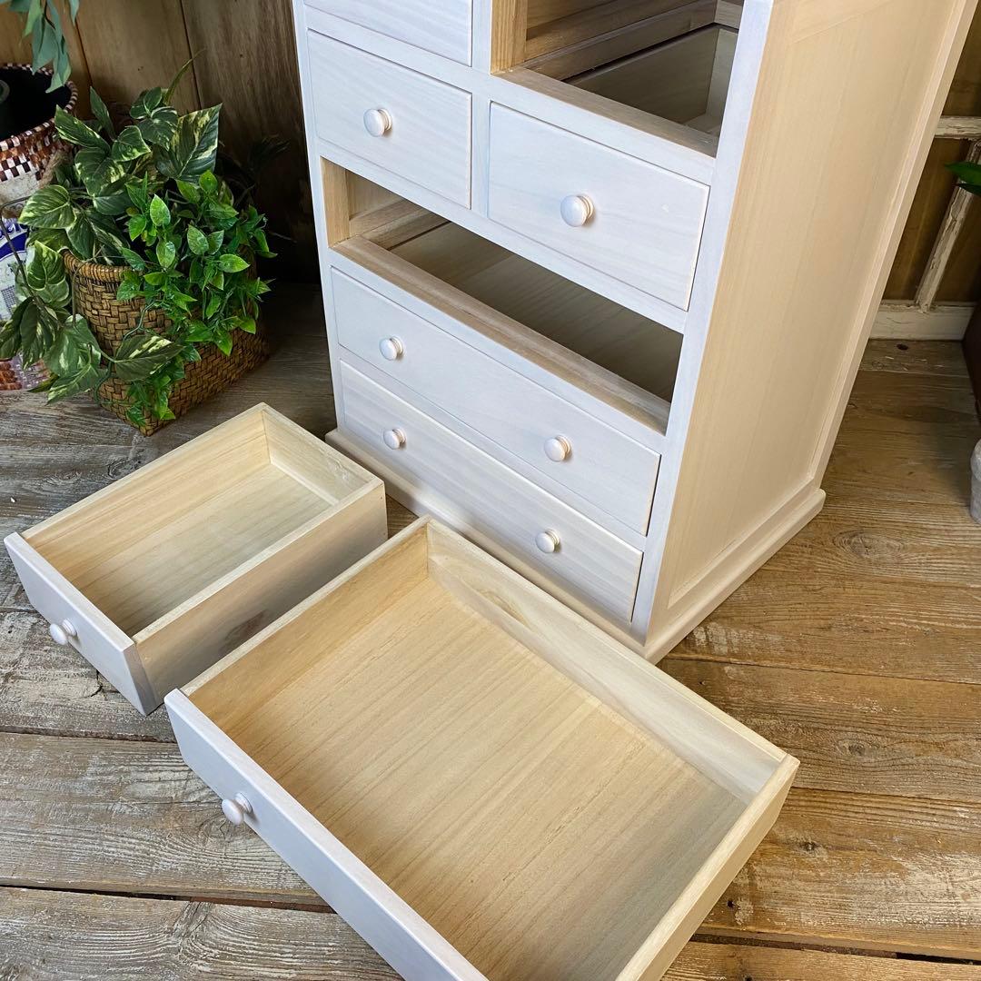 期間限定！セール中！木製多引き出し桐チェストタンスDホワイト48㎝×65㎝縦長