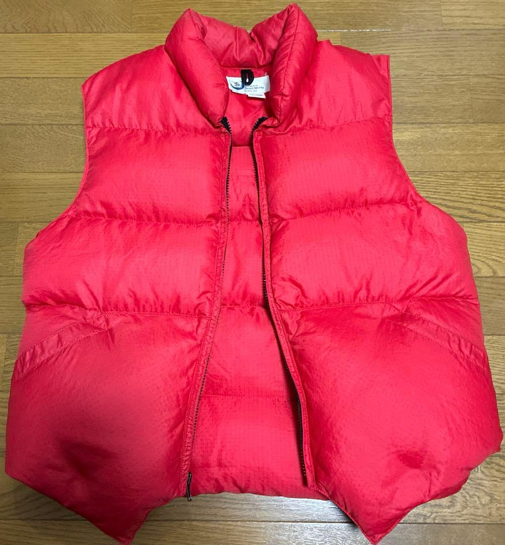 クレセントダウンワークス リップストップダウンベスト レッド Lジップアップ