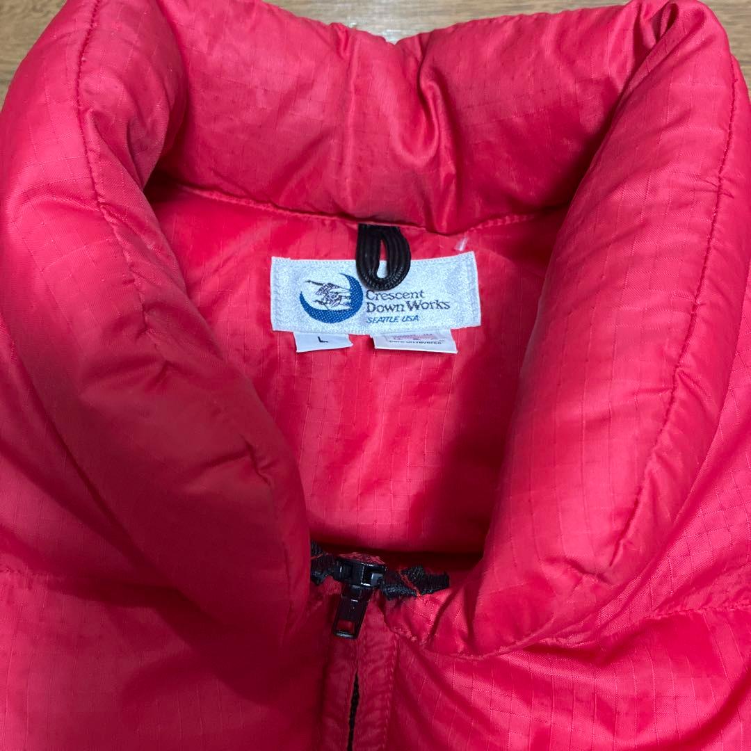 クレセントダウンワークス リップストップダウンベスト レッド Lジップアップ