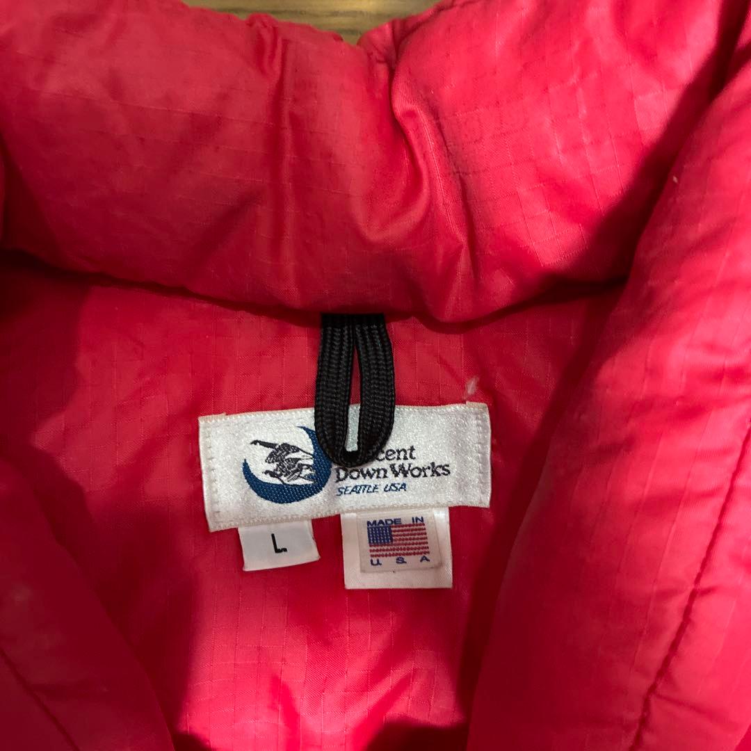 クレセントダウンワークス リップストップダウンベスト レッド Lジップアップ