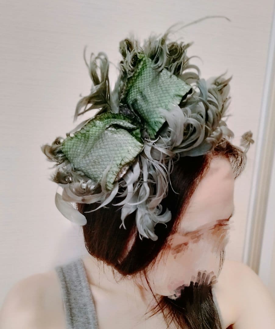 グリーン　ヘッドドレス　蛇革　ヘアバンドコスプレ二階堂大和カチューシャ　髪飾り