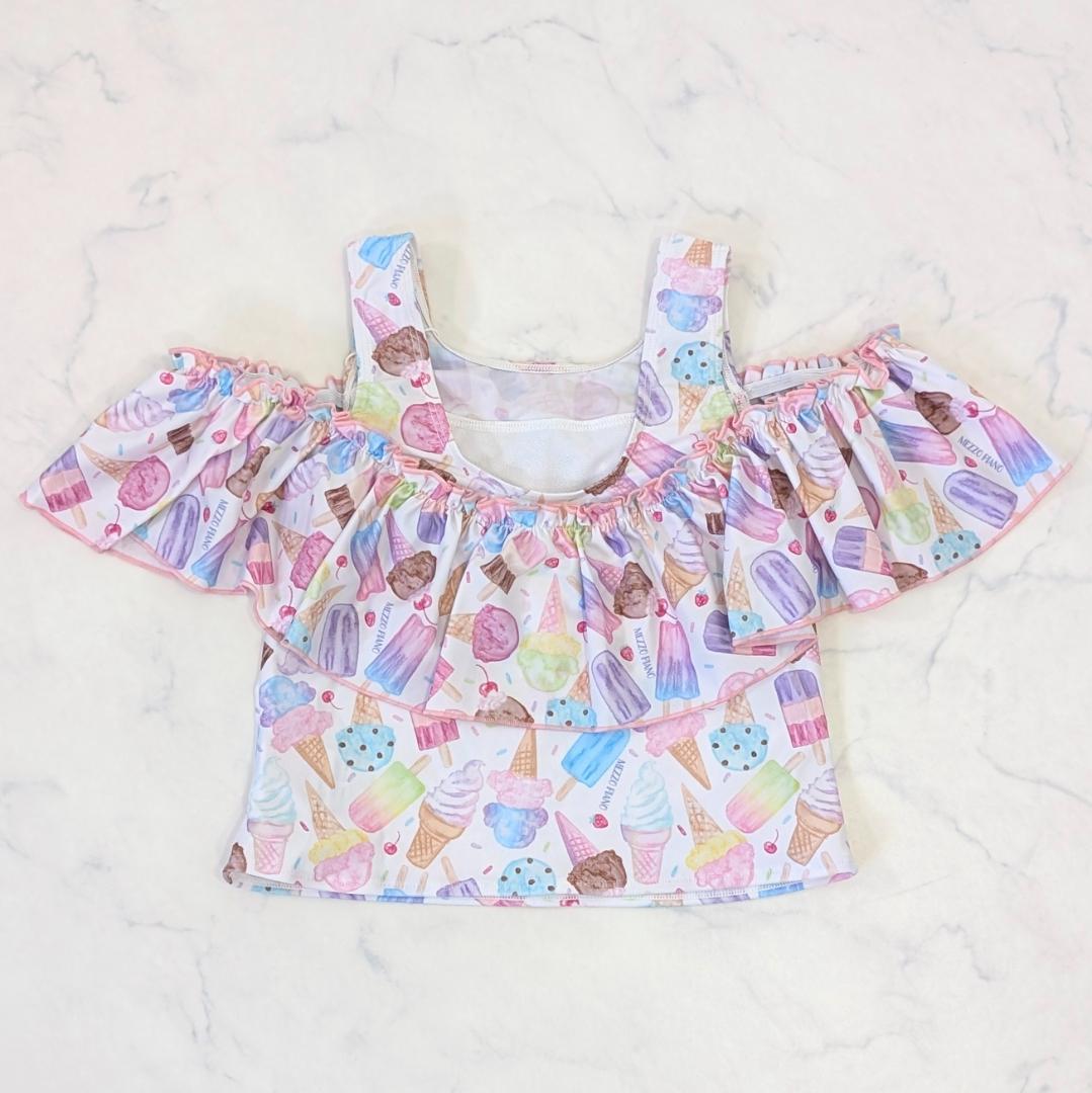 新品タグ付き　メゾピアノ　セパレート水着　140　アイス柄　女の子