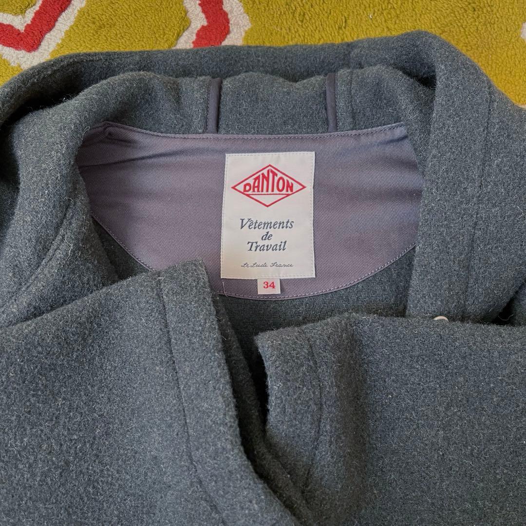 ダントンDANTONウールライトパイルフード付ジップアップジャケット34グリーン