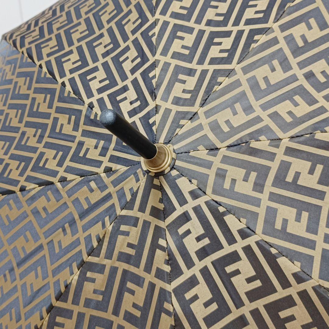 美品FENDI フェンディズッカ FF 高級 傘 ブラウン ゴールド イタリア製