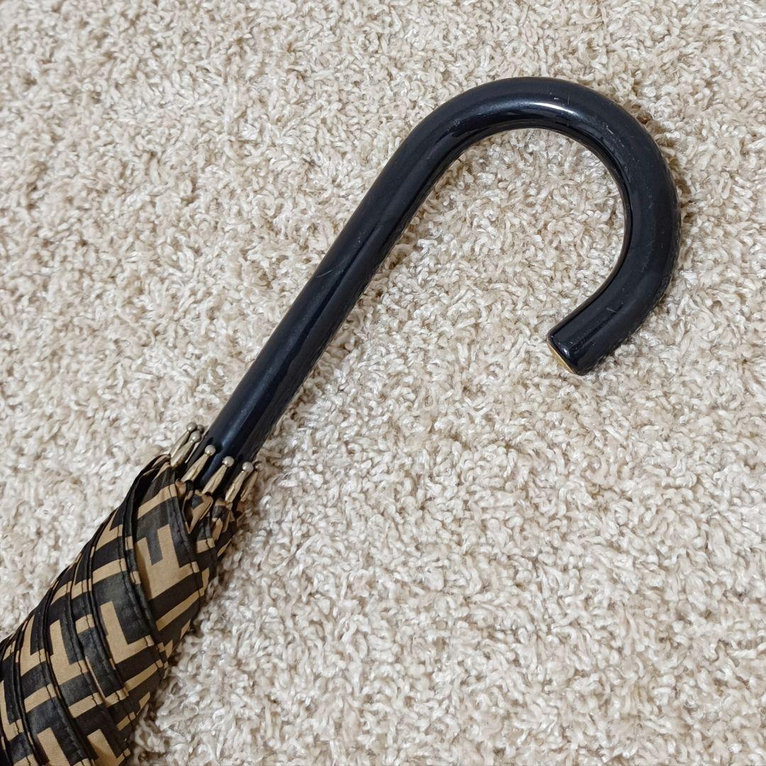 美品FENDI フェンディズッカ FF 高級 傘 ブラウン ゴールド イタリア製