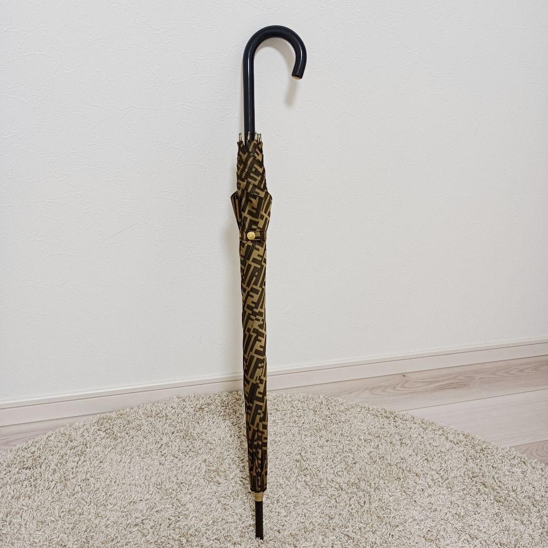 美品FENDI フェンディズッカ FF 高級 傘 ブラウン ゴールド イタリア製