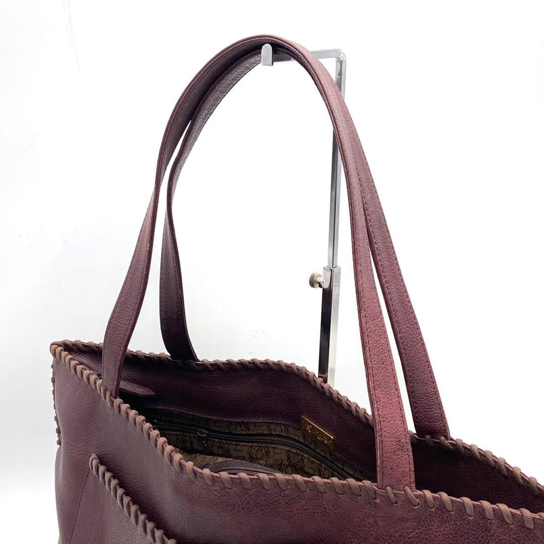 YSL トートバッグ 編み込み レザー ボルドー 肩掛け A4 レディース