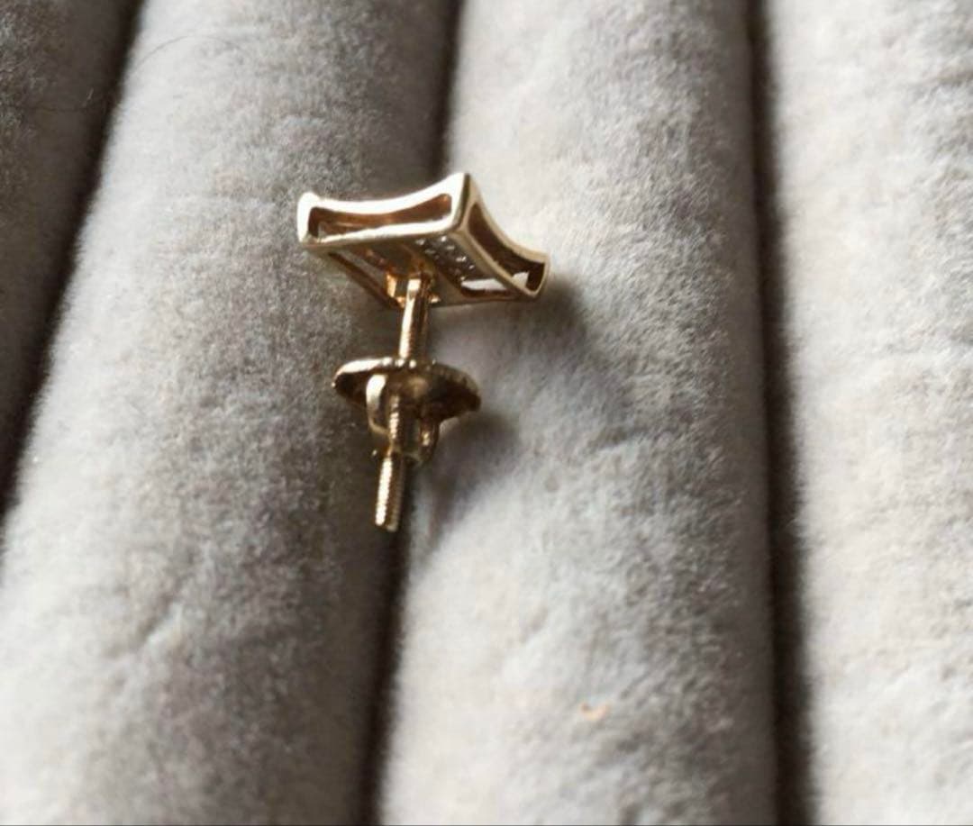 AVALANCHE14k ダイヤモンドスクエアピアス ➕k14wgダイヤピアス