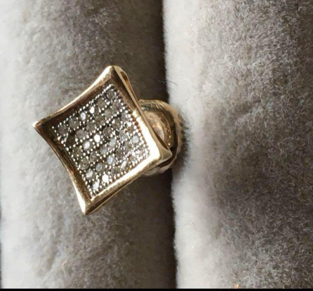 AVALANCHE14k ダイヤモンドスクエアピアス ➕k14wgダイヤピアス