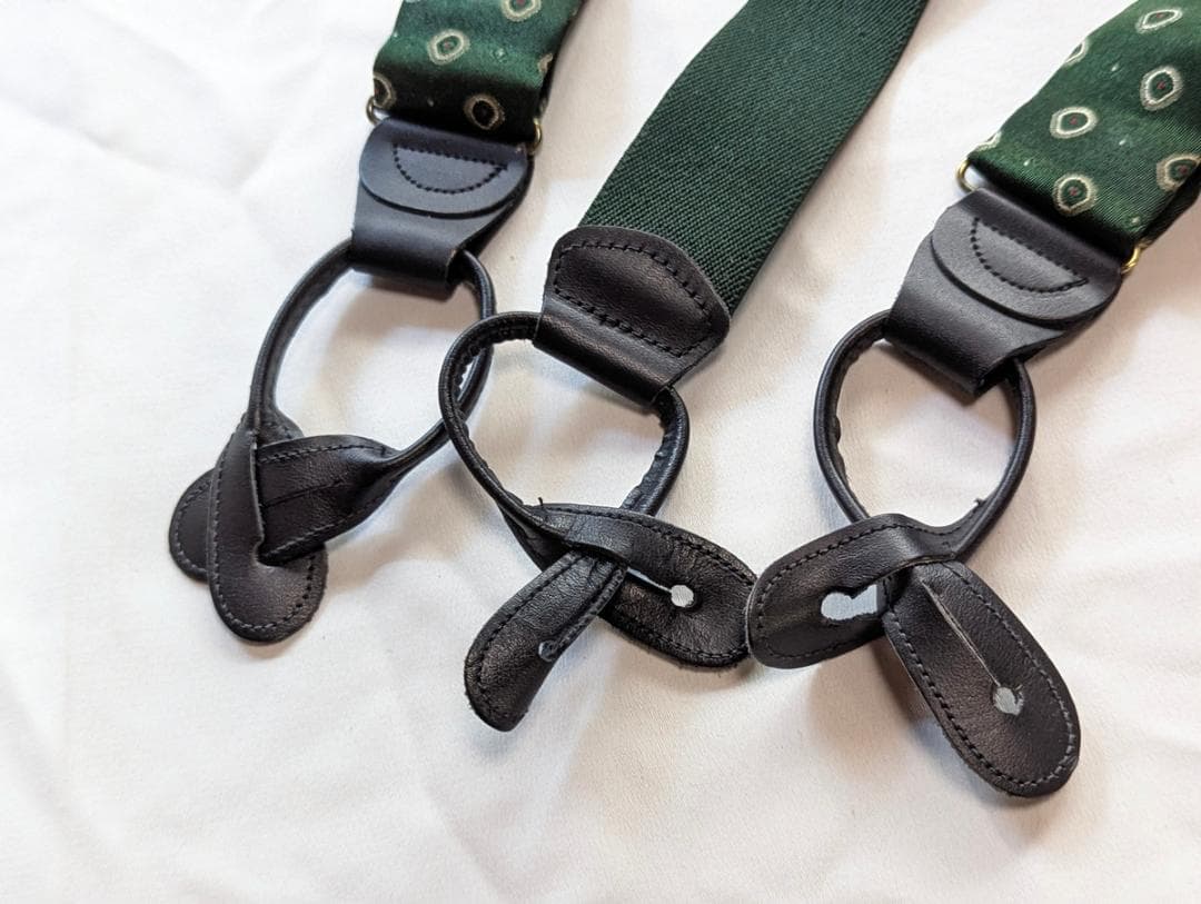 ポロラルフローレン ヴィンテージ アメリカ製シルクサスペンダー グリーン