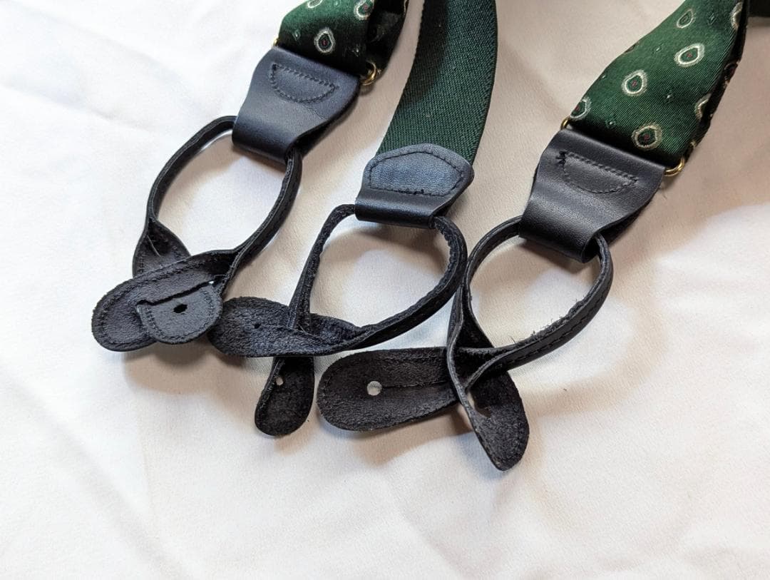 ポロラルフローレン ヴィンテージ アメリカ製シルクサスペンダー グリーン