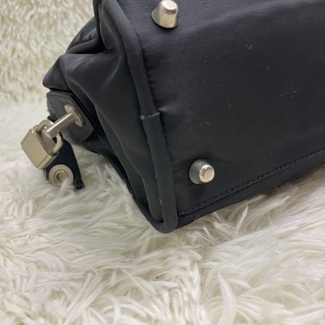 PRADA プラダ ハンドバッグ ナイロン 三角ロゴ ボーリングバッグ 鍵付き