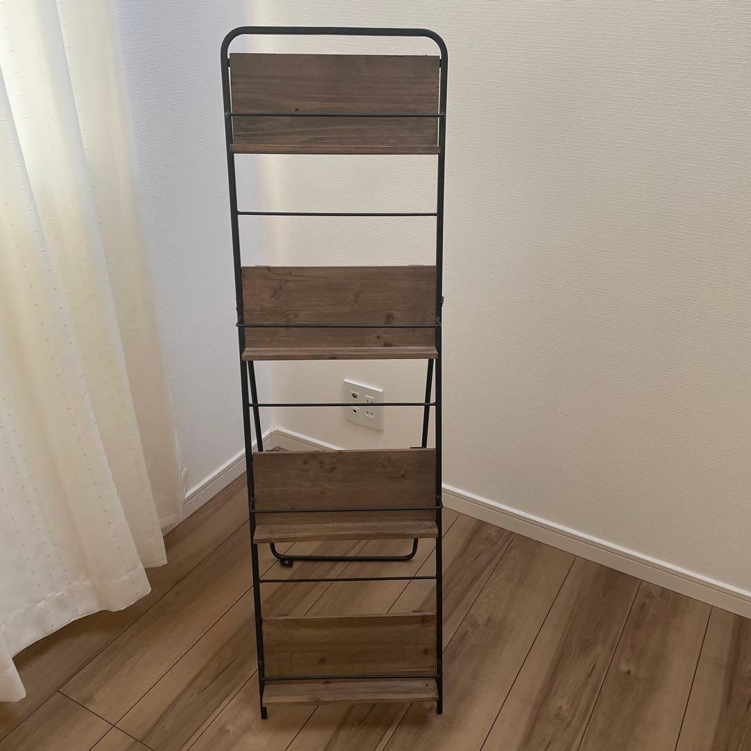 salut!サリュ　アイアンウッドマガジンスタンド　4段折りたたみ可