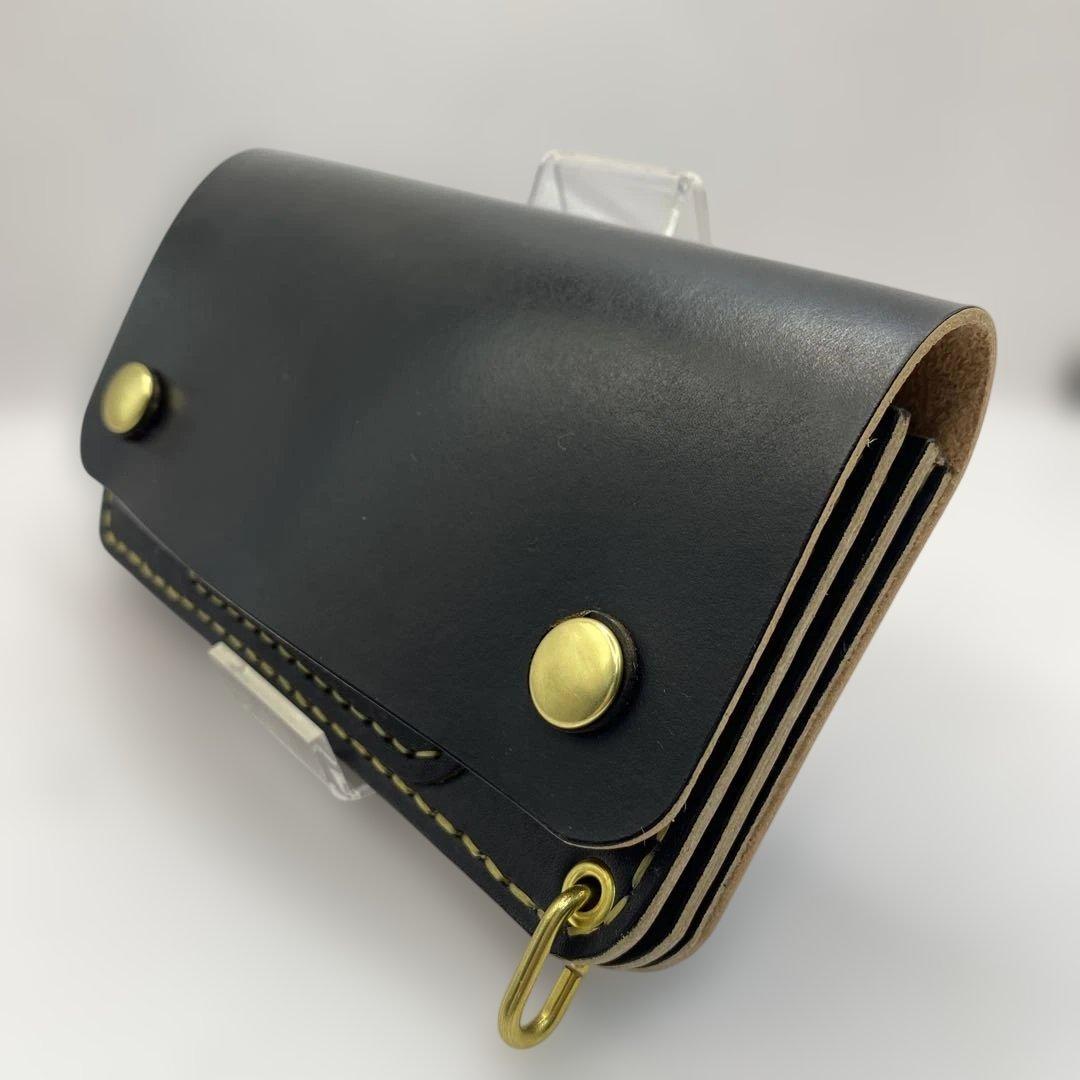 丘染め黒　ロングトラッカーウォレット YKK universe マチ/小判かん