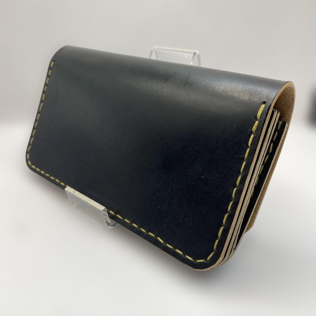 丘染め黒　ロングトラッカーウォレット YKK universe マチ/小判かん