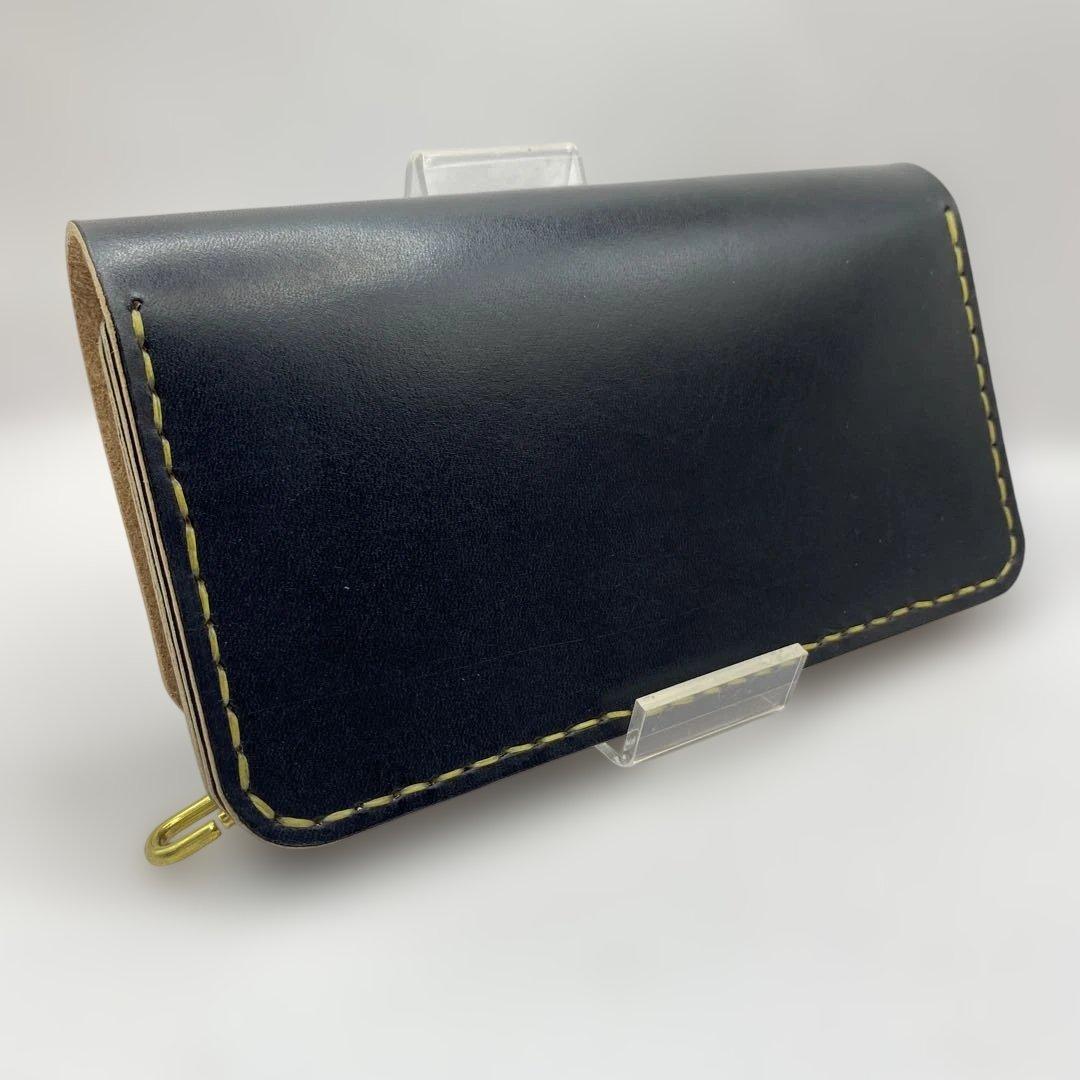 丘染め黒　ロングトラッカーウォレット YKK universe マチ/小判かん