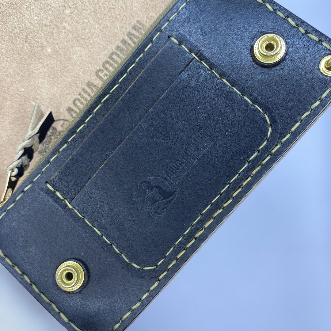 丘染め黒　ロングトラッカーウォレット YKK universe マチ/小判かん