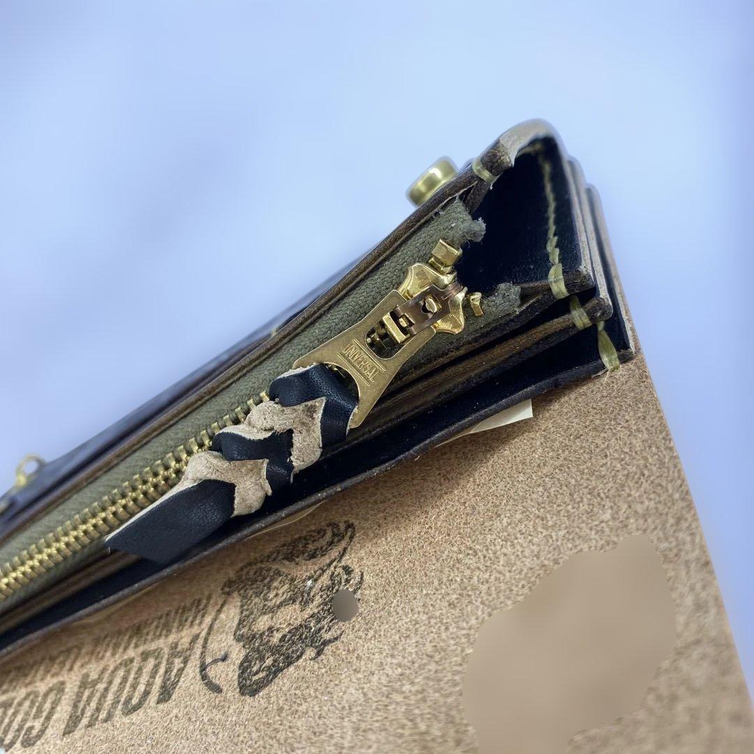 丘染め黒　ロングトラッカーウォレット YKK universe マチ/小判かん