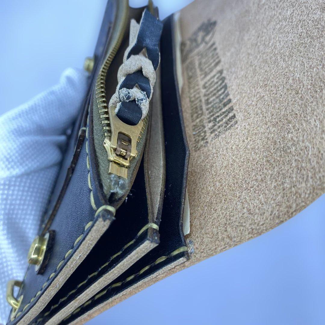 丘染め黒　ロングトラッカーウォレット YKK universe マチ/小判かん