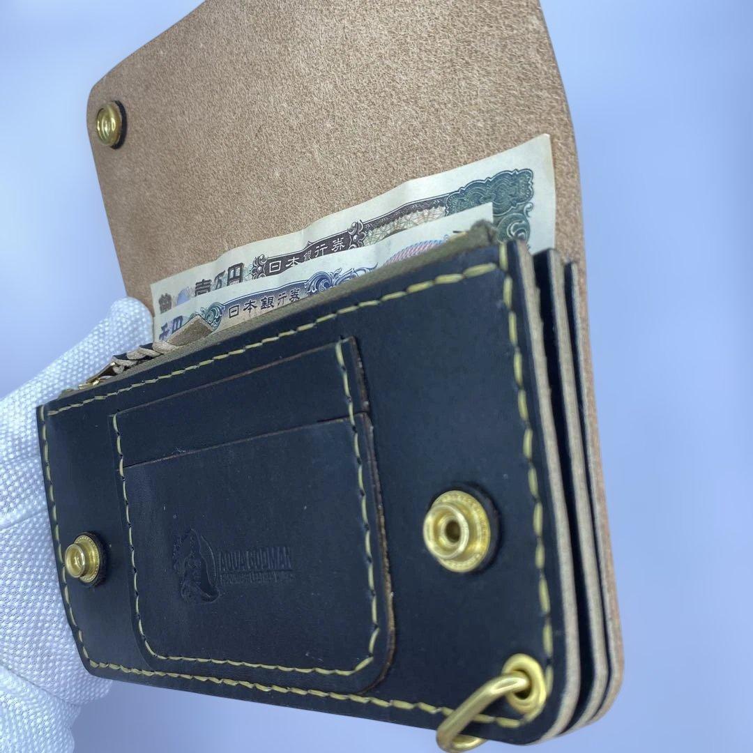 丘染め黒　ロングトラッカーウォレット YKK universe マチ/小判かん