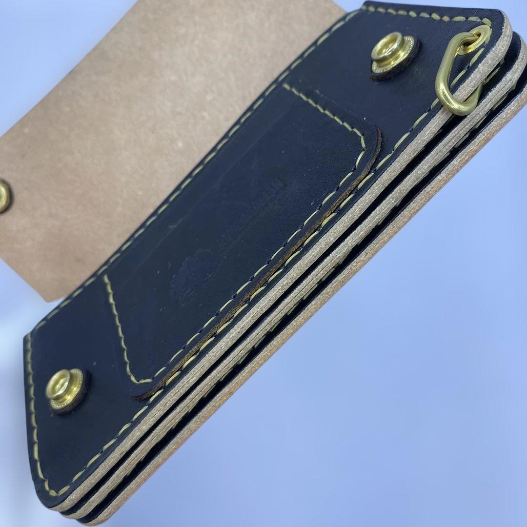 丘染め黒　ロングトラッカーウォレット YKK universe マチ/小判かん