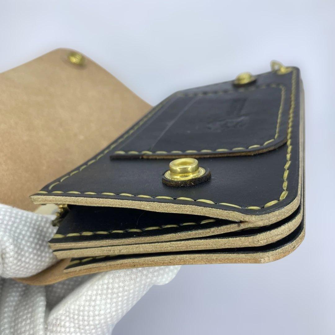 丘染め黒　ロングトラッカーウォレット YKK universe マチ/小判かん