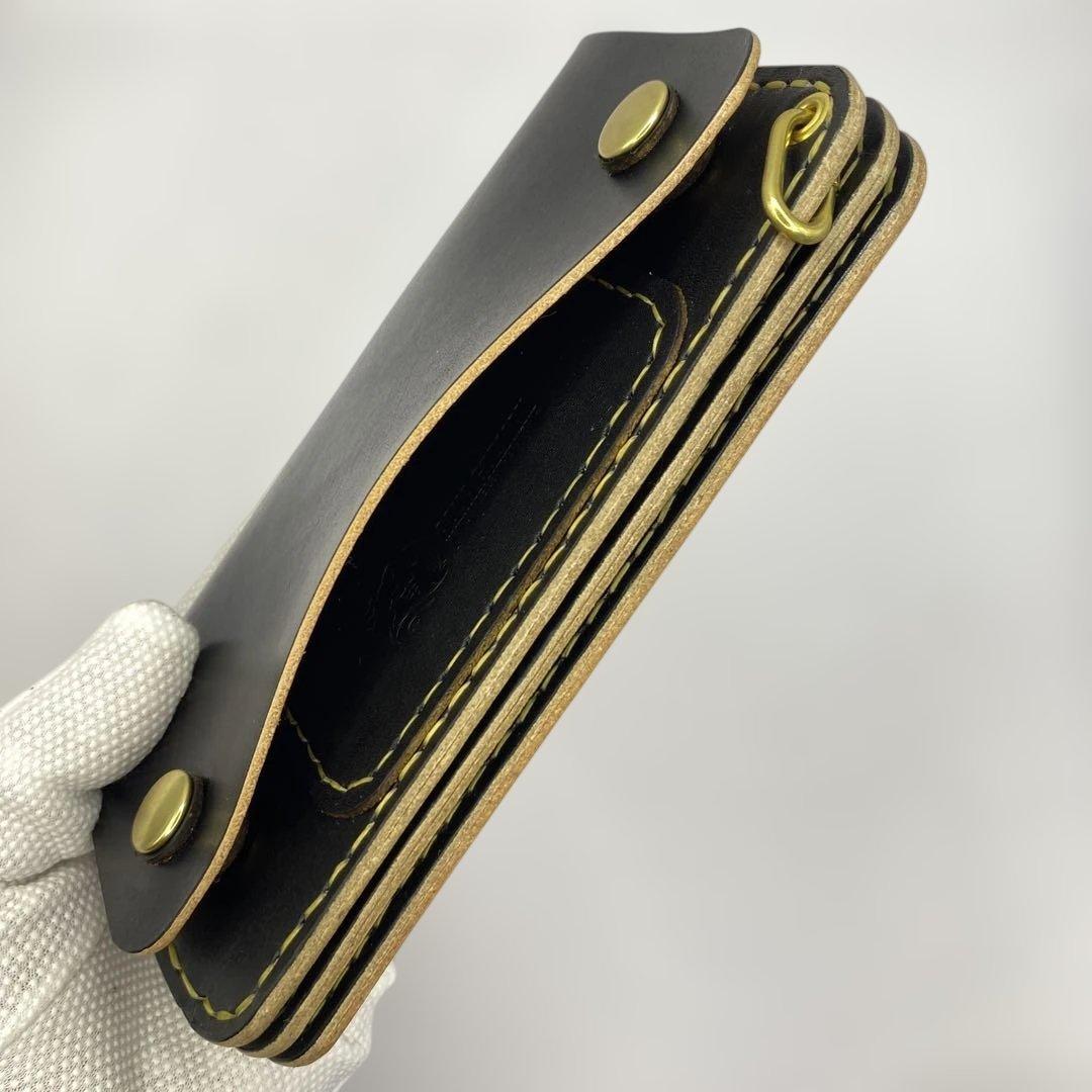 丘染め黒　ロングトラッカーウォレット YKK universe マチ/小判かん