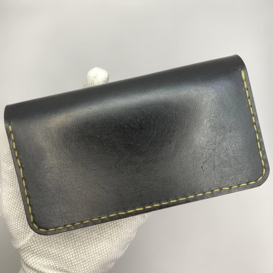 丘染め黒　ロングトラッカーウォレット YKK universe マチ/小判かん