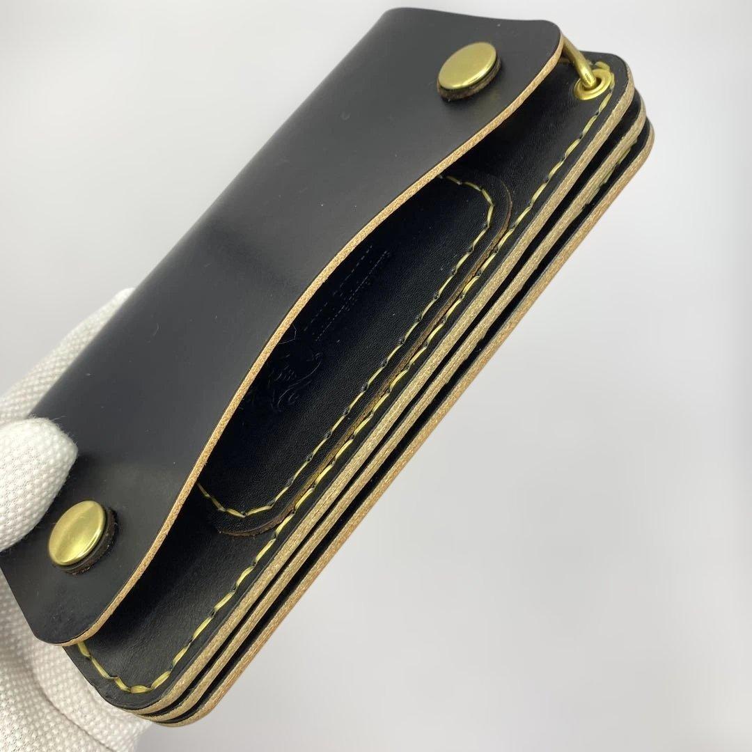 丘染め黒　ロングトラッカーウォレット YKK universe マチ/小判かん