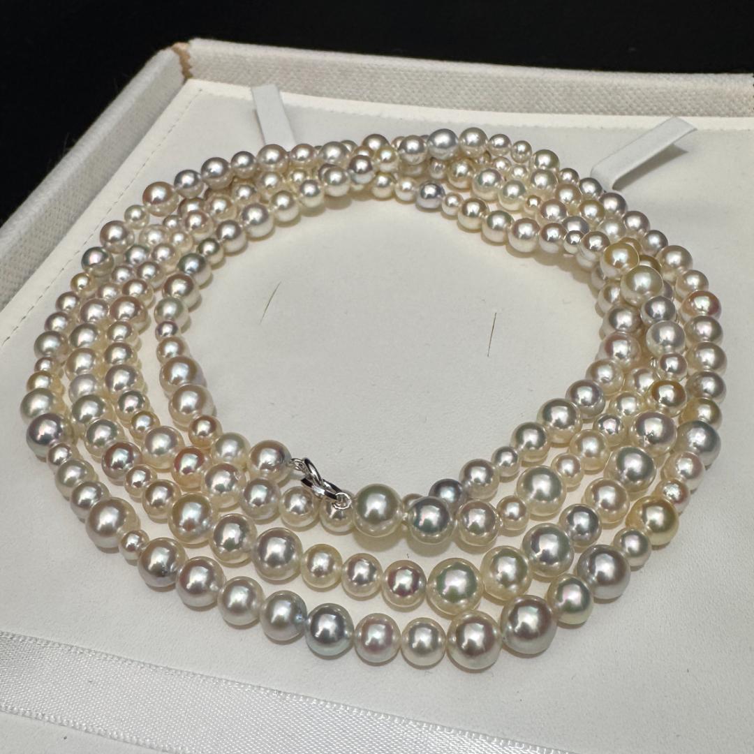 テリ最強 最高品質✨ 18KWG あこや真珠 ナチュラルカラー ロングネックレス