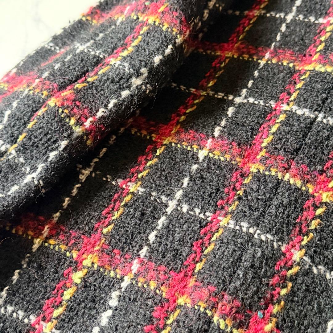 【希少】 アニエスベー フランス製 ウールジャケットコート ツイード チェック柄