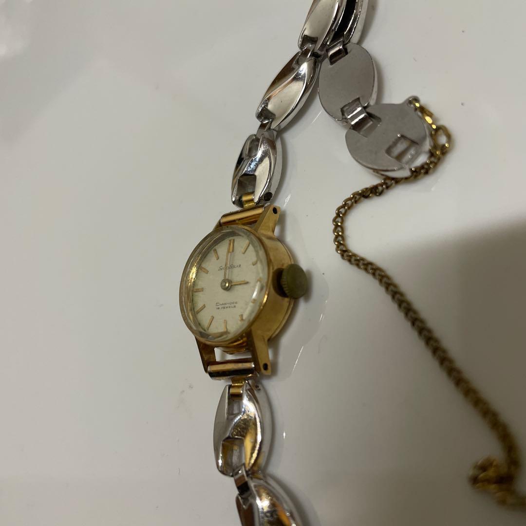 ひ*ん様 SEIKO SOLAR K18 金 手巻き式 腕時計 動作品 ゴールド