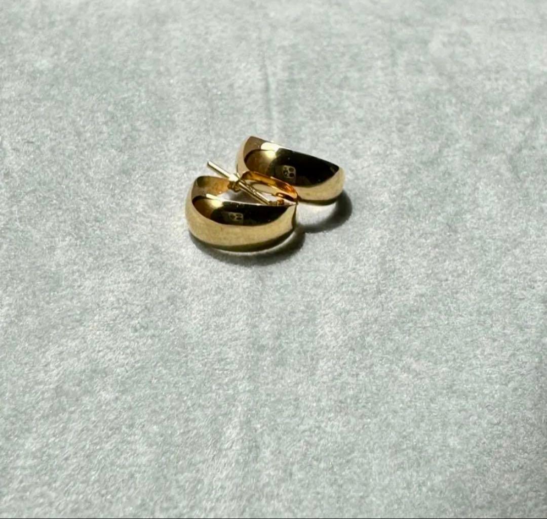 K18イエローゴールド 18金フープピアス