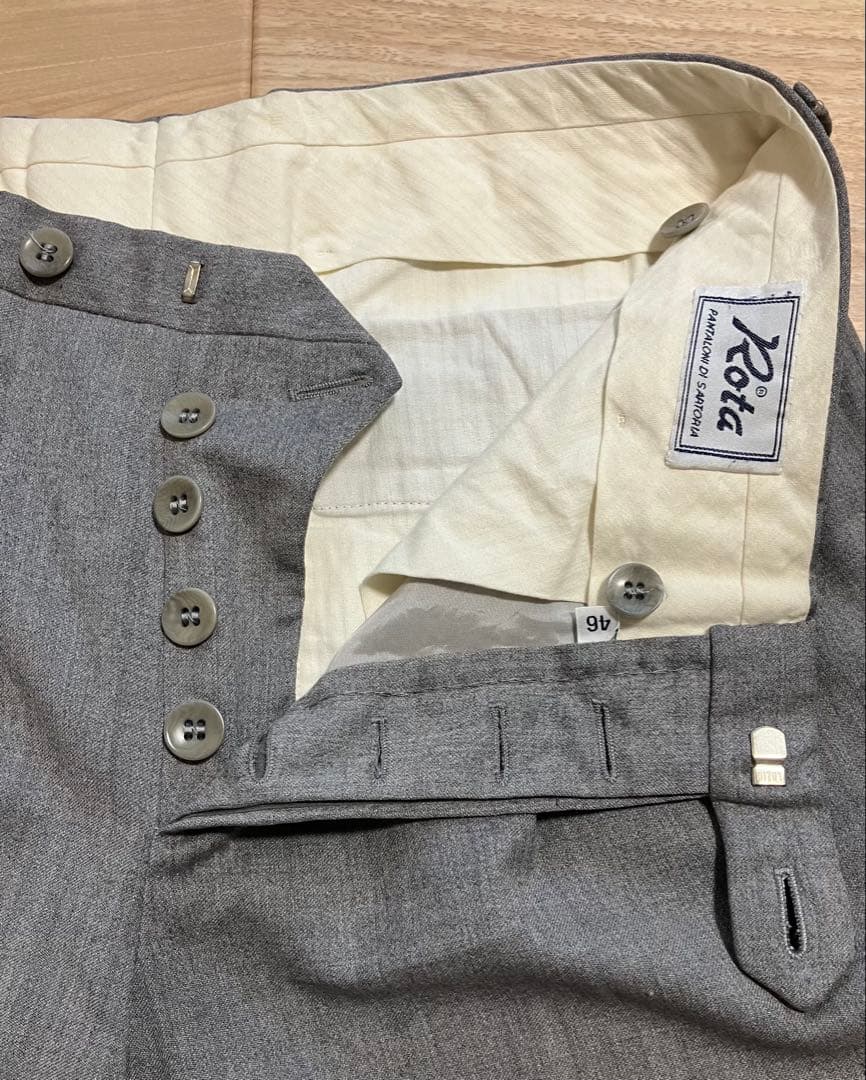 【イタリア製】Rota スラックス ツープリーツ　ライトグレー 46