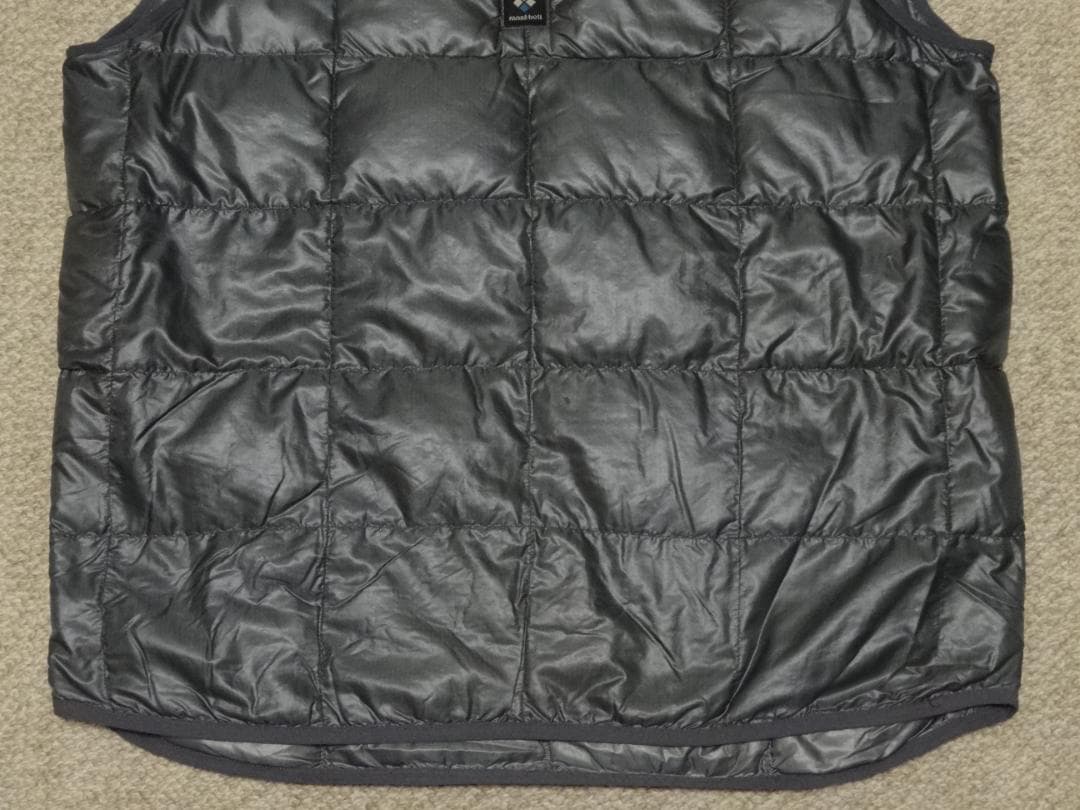 希少　旧ロゴ　オールド　モンベル　プルーオーバー　ダウンベスト　ガンメタ　M～L