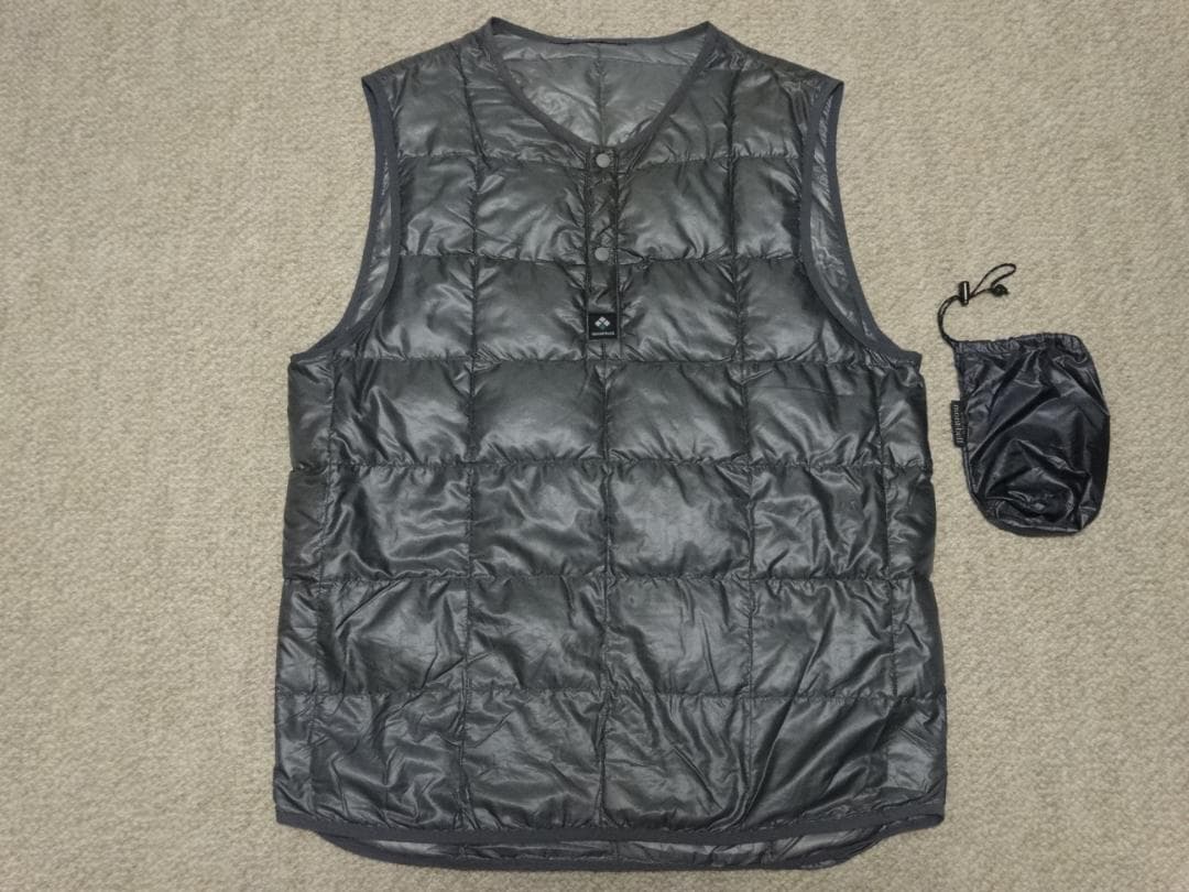 希少　旧ロゴ　オールド　モンベル　プルーオーバー　ダウンベスト　ガンメタ　M～L