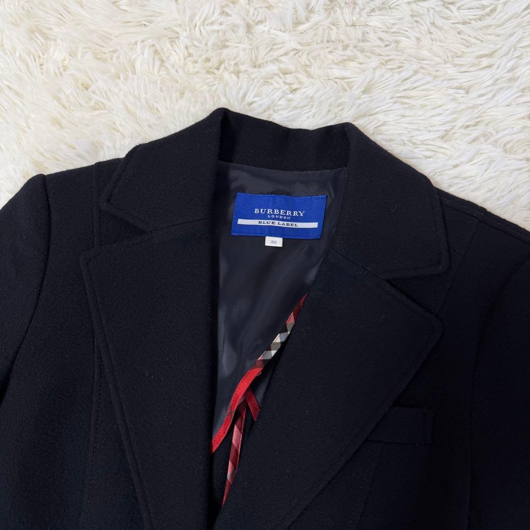 バーバリーブルーレーベル テーラードジャケット ロゴ釦 ノバチェック 38