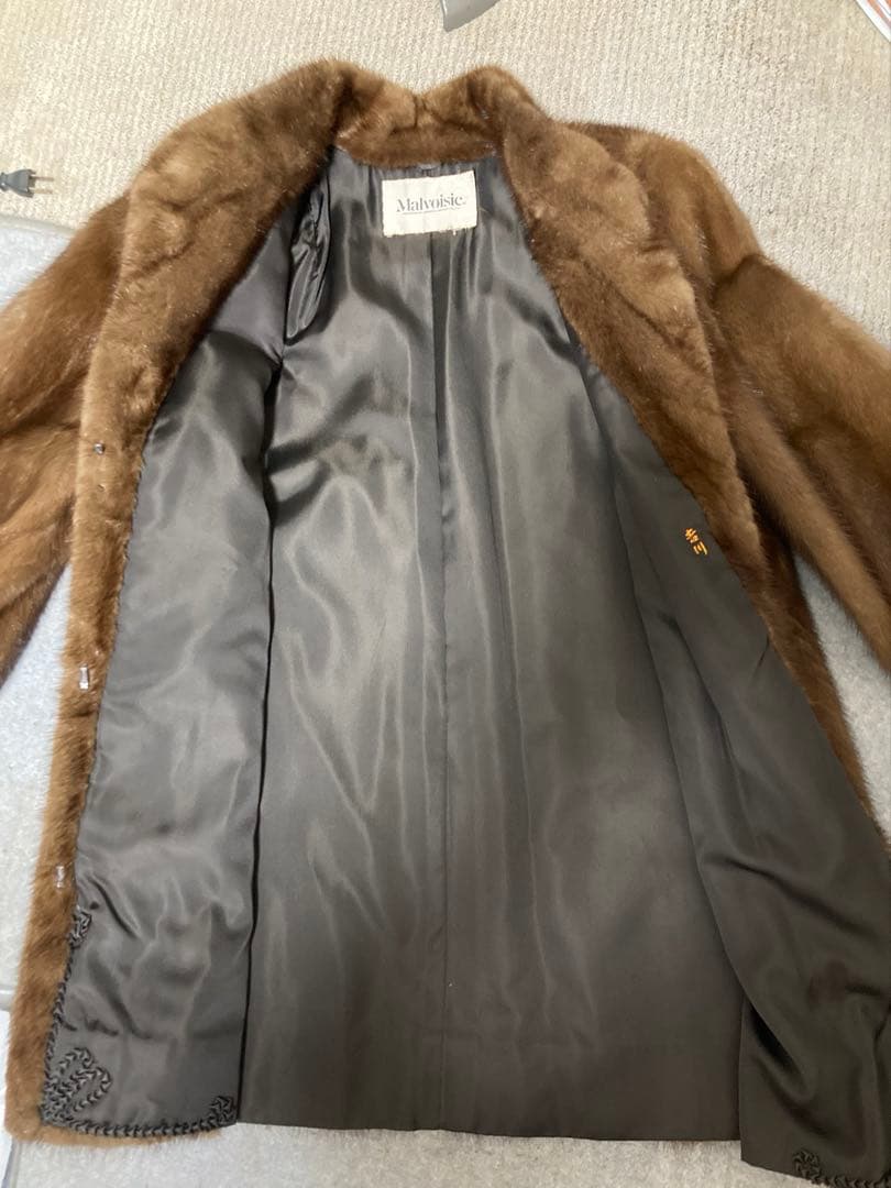 ブラウン ミンク毛皮コート オーバーサイズ